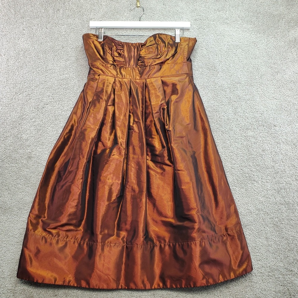 Badgley‎ Mischka Strapless Dress Womens 6 Brown Pleated Cocktail Formal Back Zip
